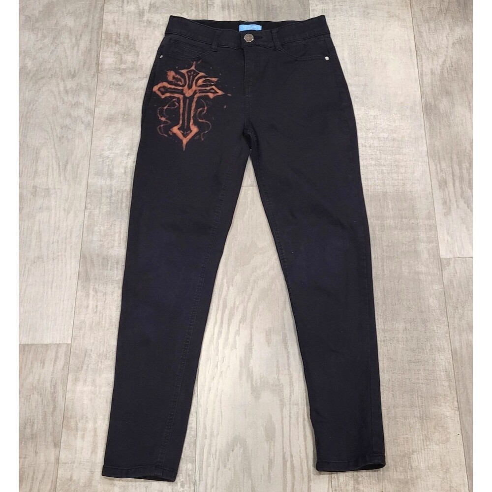 Draper James RSVP Size 6 Black Skinny Jeans Cross Goth Grunge Vamp Emo 27 X 26.5